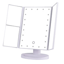 Load image into Gallery viewer, 22 LED Touch Screen Makeup Mirror 1X 2X 3X 10X  Magnifying Mirrors 4 in 1 Tri-Folded  Desktop Mirror Lights Health Beauty Tool