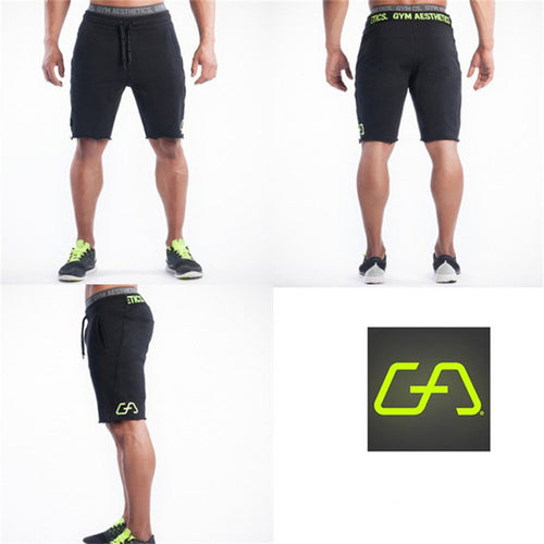 Mens gym cotton shorts Run jogging sports Fitness bodybuilding Sweatpants male workout training Brand Knee Length short pants