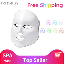 Load image into Gallery viewer, foreverlily Beauty Photon LED Facial Mask Therapy 7 colors Light Skin Care Rejuvenation Wrinkle Acne Removal Face Beauty Spa